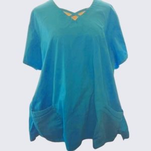 Buttersoft scrub top size 2x stretch blue